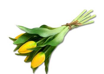 Tulipany silikonowe żółte| realistyczny wygląd | 27 cm bukiet | 7 szt.