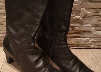 Botki skórzane czarne do pół łydki