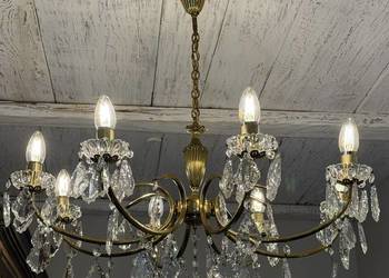 Francuski kryształowy Żyrandol na 8 świeczek, nr. 60 mosiądz Antyk Lampa