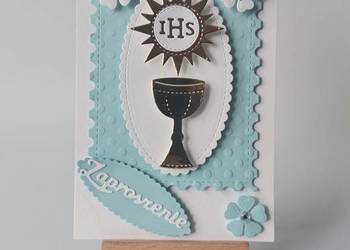 ZAPROSZENIA KOMUNIA CHŁOPIEC IHS SŁONECZKO KIELICH C6 BŁĘKIT – BIEL