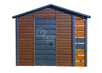 Schowek - Domek Ogrodowy 2x2,5m + wiata - Drzwi- Drewnopodobny TKD223