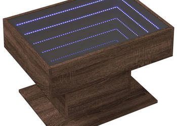 Stolik kawowy z LED brązowy dąb 70x50x45 cm WM-847538
