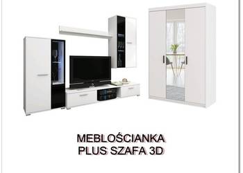 meblościanka SL plus szafa trzydrzwiowa z lustrem biała