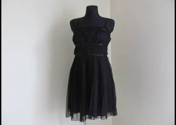 Sukienka plisy czarno - fioletowa trzy warstwy 38 M ONLY