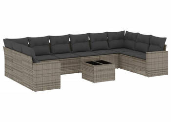 11-cz. zestaw mebli ogrodowych z poduszkami szary rattan PE WM-3251817