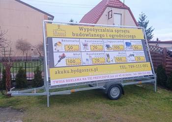 Przyczepa reklamowa 4x2 faktury VAT skuteczna reklama mobilna nagłośnienie