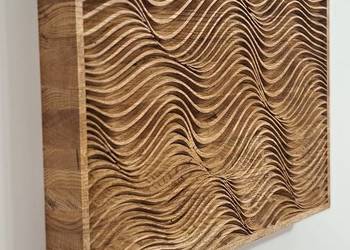 Sztuka optyczna - płaskorzeźba w dębie, panel ścienny