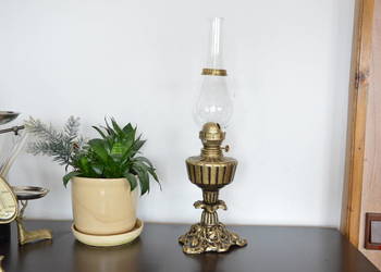 piękna żeliwna LAMPA NAFTOWA b. stara