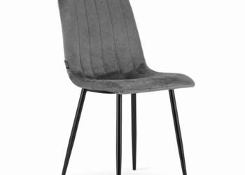 Krzesło tapicerowane 4 sztuki - ciemny szary aksamit