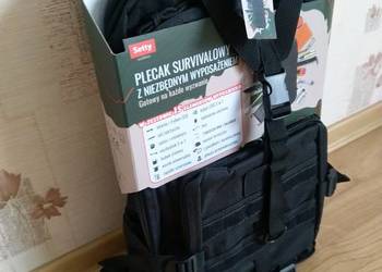 NOWY Plecak survivalowy CZARNY z niezbędnym wyposażeniem + 15 akcesoriów
