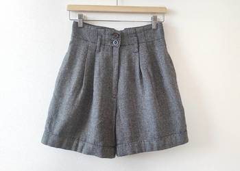 Wełniane spodnie spodenki w jodełke Jodełka Vintage 34 36