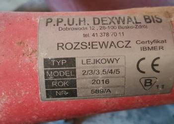 Rozsiewacz do nawozów lejek DEXWAL 400L z 2016 r.