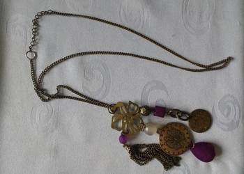 Naszyjnik łańcuszek wisiorek z fioletową zawieszką