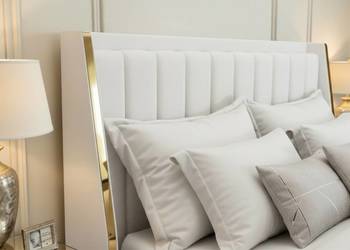 VERO 160x200 łóżko z pojemnikiem stelażem białe złote srebrne