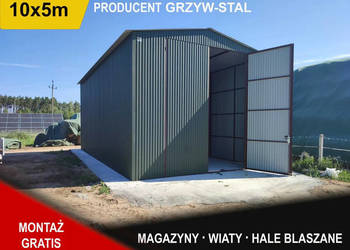 Garaż Blaszany Dwuspadowy Zielony - Garaże / Wiata - GRZYWSTAL