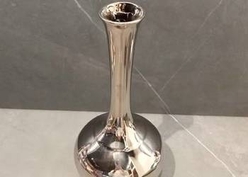 WAZON szklany srebrny,wysoki 38 cm ,nowoczesny