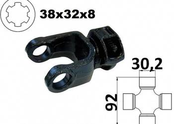Widłak ciągnikowy 38x32x8 (8 frezów ) , na krzyżak 30,2x92mm, 0FOPU6Z8