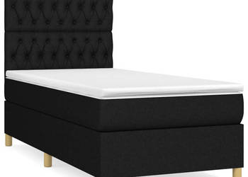 Łóżko kontynentalne z materacem czarne tkanina 90x200 cm WM-3142547