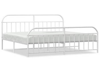 Łóżko Metalowe Białe Rama Łóżka Ze Stelażem Biała 200x200 cm WM-353709
