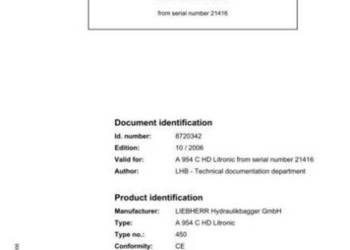 LIEBHERR A954 C HD LITRONIC instrukcja obsługi DTR