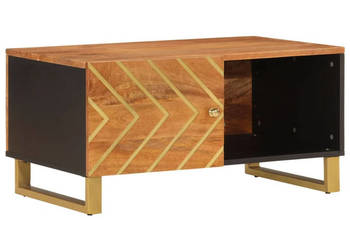 Stolik kawowy brązowo-czarny 80x50x40 cm lite drewno mango WM-356787