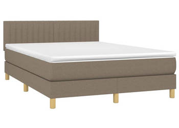 Łóżko kontynentalne z materacem taupe tkanina 140x190 cm WM-3133873