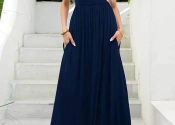 Granatowa długa luźna sukienka rozm. 44-46