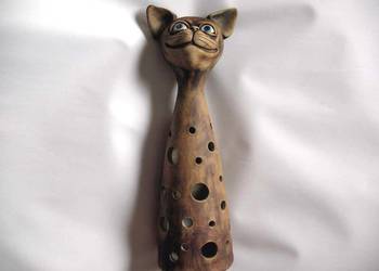 Kot - abstrakcja - świecznik - Figurka - 30 x 9 x 9 cm Manufaktura M