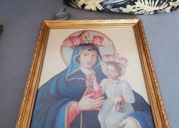 Matka Boska z Dzieciątkiem – obraz 46x34 cm w ozdobnej złotej ramie