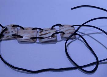 Bransoletka czoker choker masa perłowa dżungla indiańska rzemyk handmade