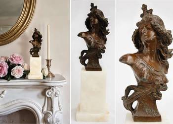 Salome rzeźba stylizowana na brąz, marmur, Francja vintage