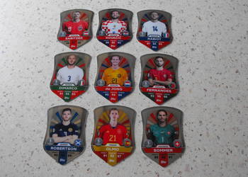 Karty piłkarskie EURO 2024, karty PRO ELITE SHILD. Komplet 9 kart.