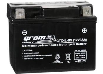 Akumulator motocyklowy GROM GTX4L-BS 12V 3Ah 60A P+