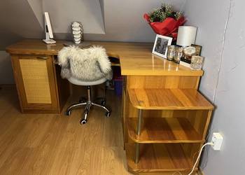 zestaw mebli duże łóżko + biurko z drzewa sosnowego solidne