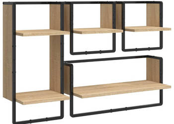 Zestaw 4 półek ściennych z drążkami dąb sonoma WM-836309