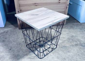 NOWY Stolik kawowy industrialny 40×40 , schowek pod blatem Transport