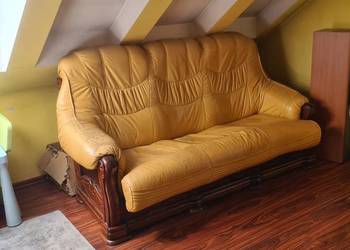 Sofa z funkcją spania skóra solidna
