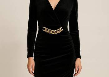 Sukienka czarna welurowa rozm 40/ biust 100cm