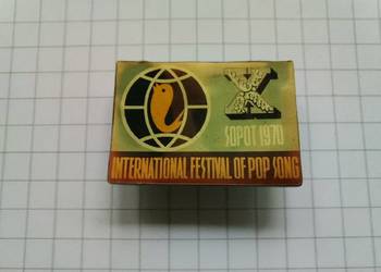 Stara oryginalna odznaka, przypinka X Festiwal Piosenki Sopot 1970, PRL