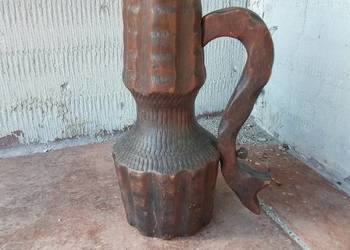 Piękny drewniany świecznik handmade vintage