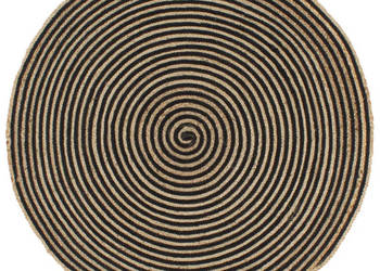 Dywanik ręcznie wykonany z juty spiralny wzór czarny 90 cm WM-133719