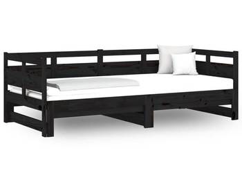 vidaXL Łóżko rozsuwane, czarne, lite drewno sosnowe(SKU:820326)