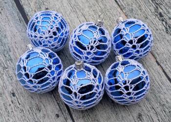ZESTAW BOMBEK SZYDEŁKOWYCH - bombka 6 szt nowe handmade