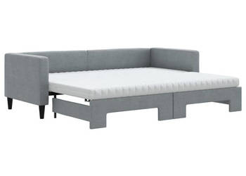 Sofa rozsuwana z materacami jasnoszara tkanina 80x200 cm WM-3196591