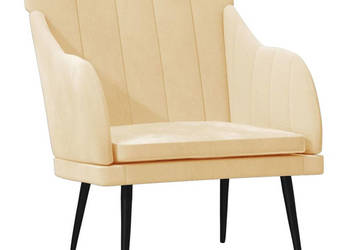 Fotel kremowy 63x76x80 cm obity aksamitem WM-351462