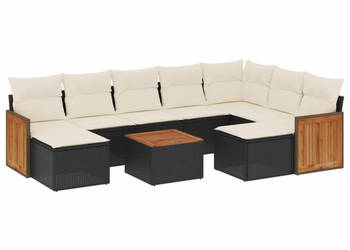 10-cz. zestaw wypoczynkowy do ogrodu poduszki czarny rattan PE WM-3228226