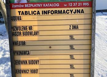 sprzedam Tablica informacyjna dotycząca budowy domu Archon