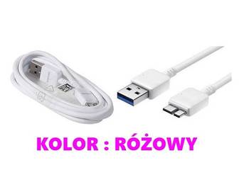 Kabel USB 3.0 do dysków płaski  Micro B - RÓŻOWY Note