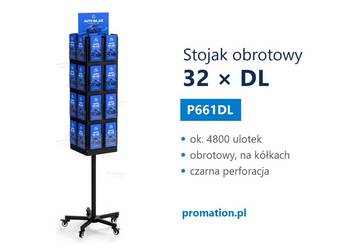 Obrotowy stojak na ulotki DL, 32 kieszenie i czarna perforacja P661DL