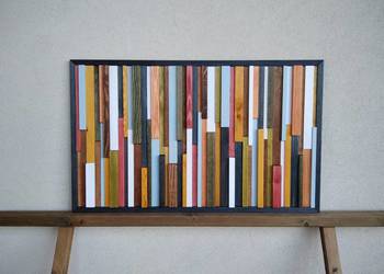 Obraz dekoracja mozaika ścienna z drewna 90x55 cm wielokolor